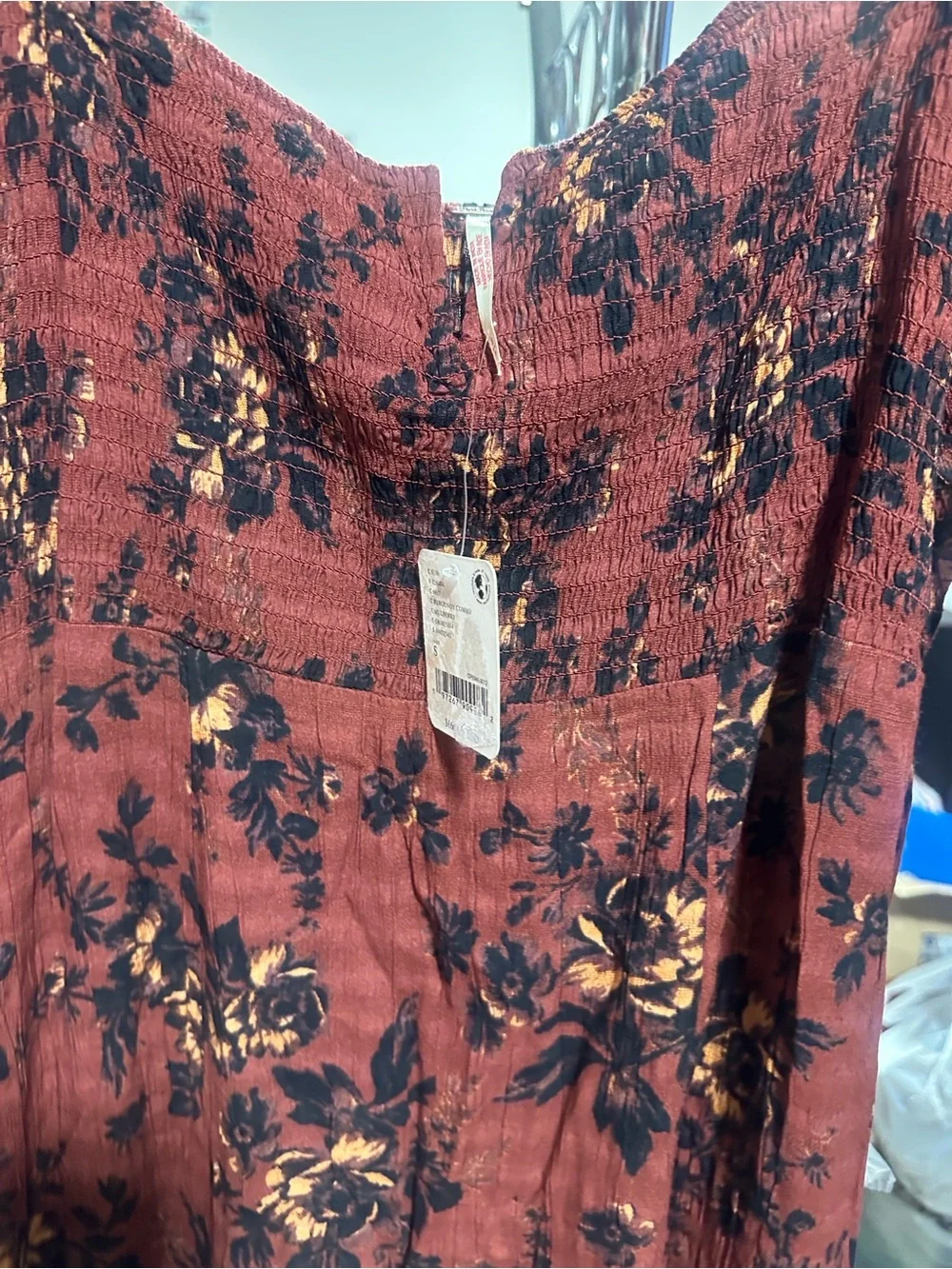 NWT Free People Jaymes Floral Print Square Neck Long Sleeves Midi Dress